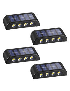 4 pièces Lampe Murale Solaire 8 LED Applique Étanche 2700K