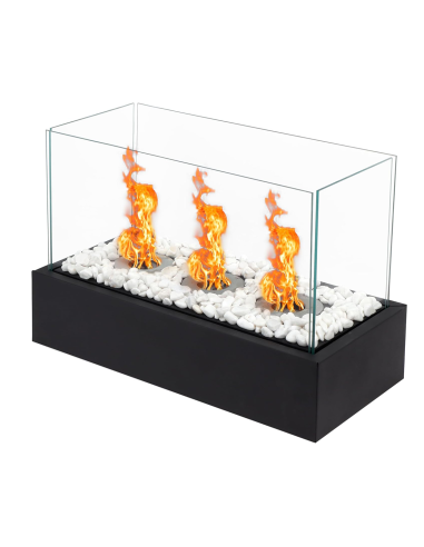 Cheminée Électrique Bioéthanol 1100W Décorative Flamme Réelle 45x20,5x28cm