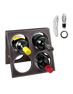 Porte-bouteilles de vin en simili cuir 4 places avec...