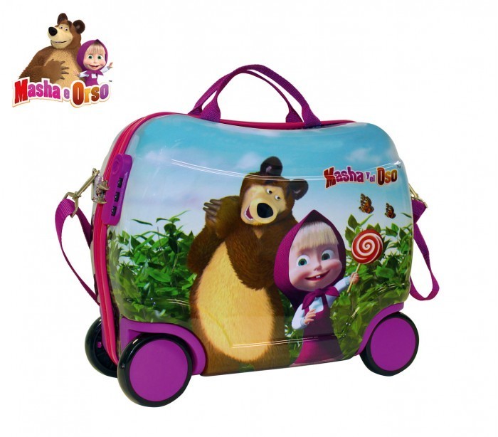 4731051 Valise chariot chevauchable bagage à main ABS MASHA ET L'OURS