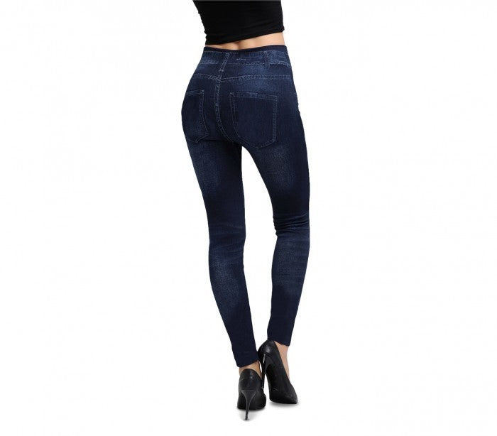 S059 Set de 2 leggings mode effet denim flexibles et confortables 2 couleurs 