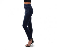 S059 Set de 2 leggings mode effet denim flexibles et confortables 2 couleurs 