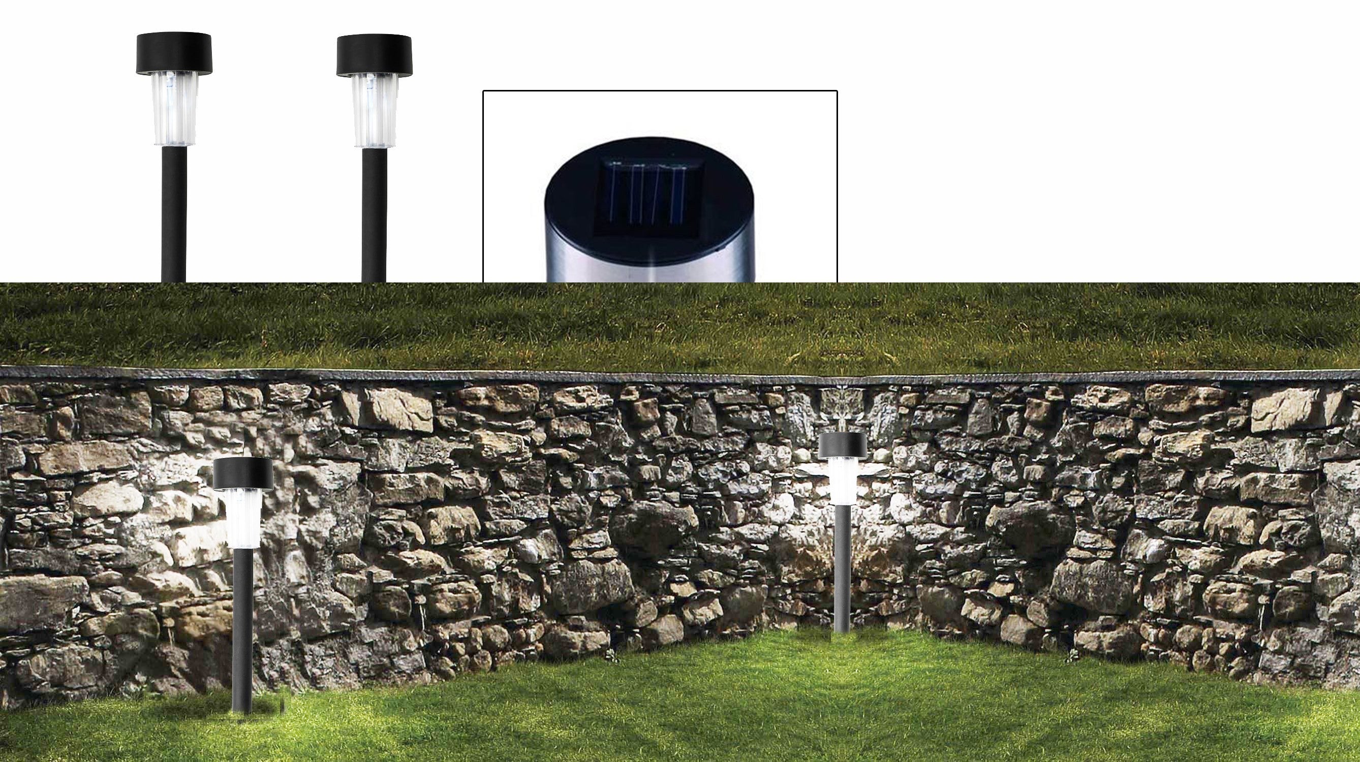 Set de 2 lampes jardin LED - énergie solaire 