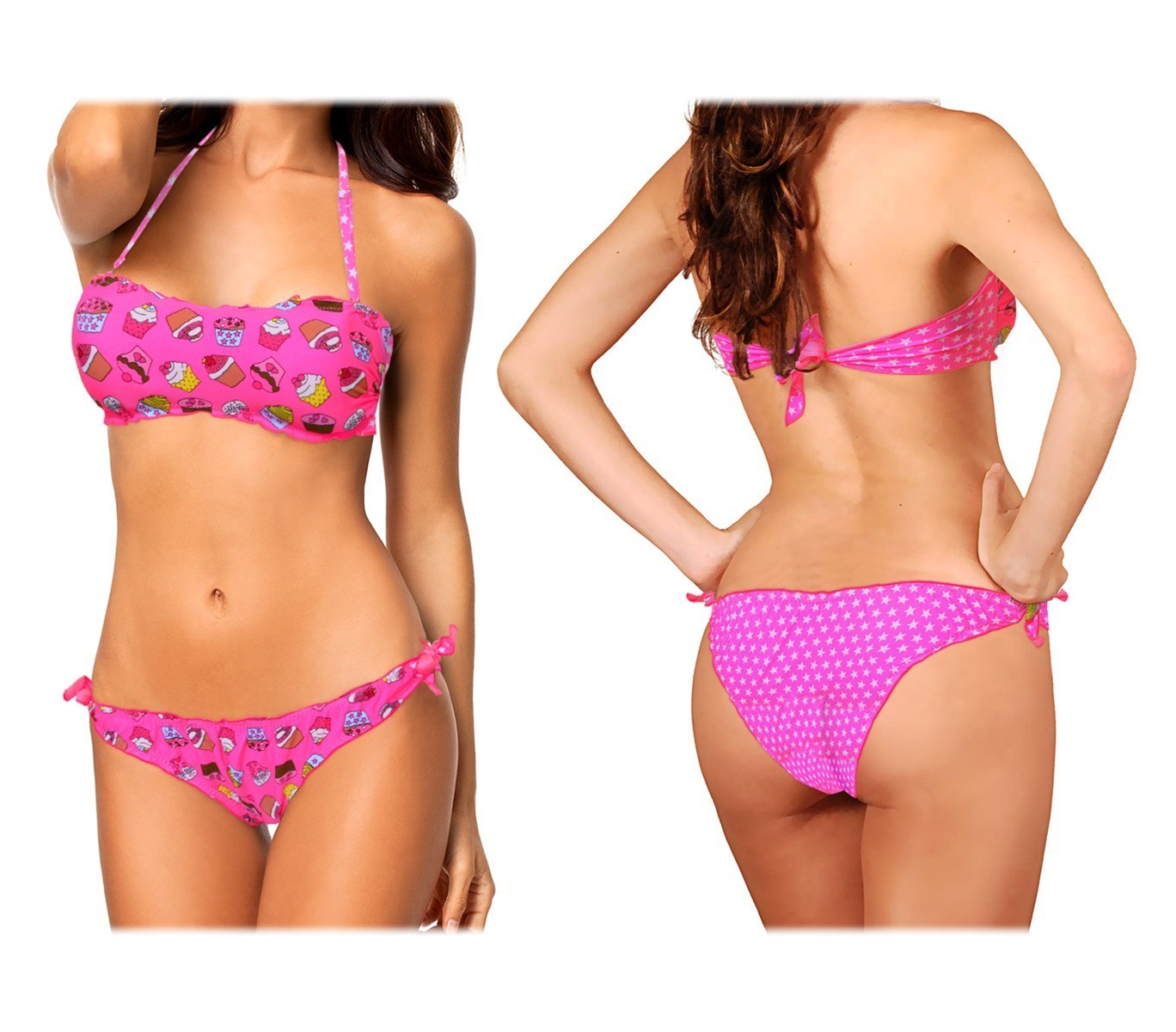 KL206 Maillot bikini bandeau mod. Cupcakes avec double impression by MWS AHEAD