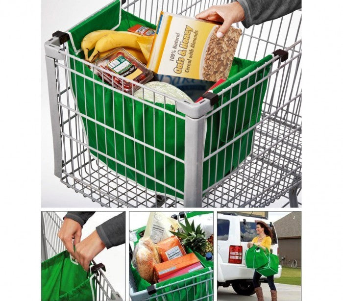 300162 Set de 2 shopping bag pour chariot réutilisables et pliables