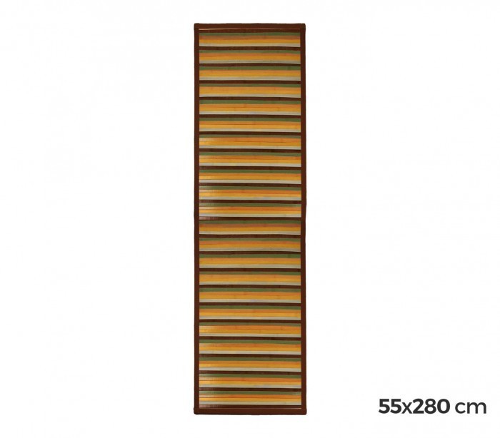 159231 Tapis en bambou naturel multicolore 55 X 280 cm (Bleu)