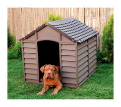 209554 Niche pour chien en forme de maison en résine grande taille