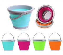 206713 Seau pliable en silicone - 5 Litres plusieurs couleurs (Bleu)