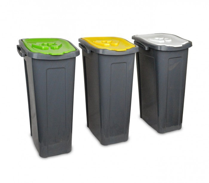 345146 Set de 3 poubelles pour le recyclage du papier-plastique-verre