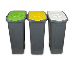 345146 Set de 3 poubelles pour le recyclage du papier-plastique-verre