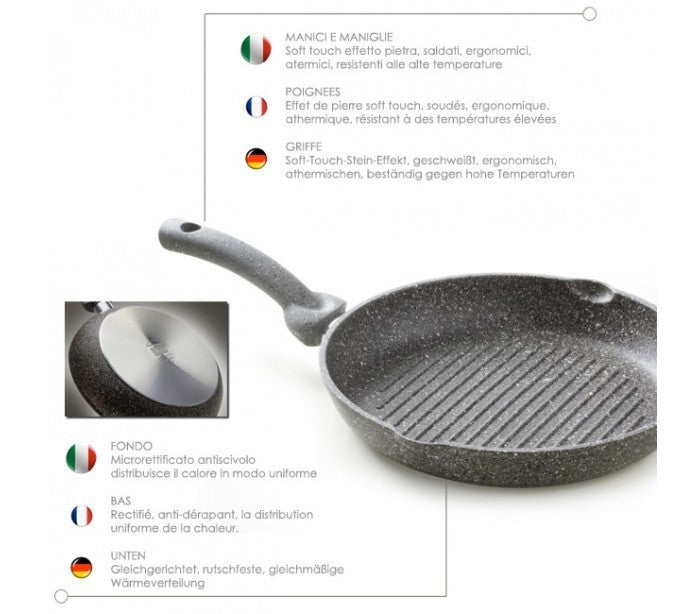 Poêle ronde antiadhésive en pierre 28cm Accademia Mugnano Ligne Cuore di pietra