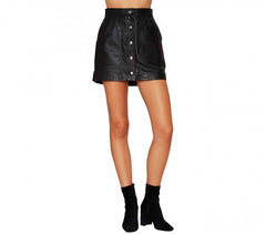 61521 Jupe taille haute EMBER noire avec des boutons en laiton sur le devant