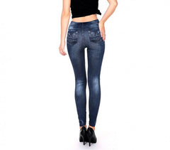 F327 Set de 3 leggings thermiques effet Denim mod. Alanis avec doublure peluche