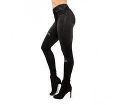 F327 Set de 3 leggings thermiques effet Denim mod. Alanis avec doublure peluche
