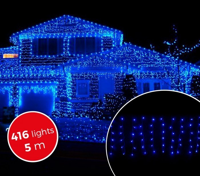 031410 Rideau de lumières de Noël d'extérieur 5mt 416 lumières bleues