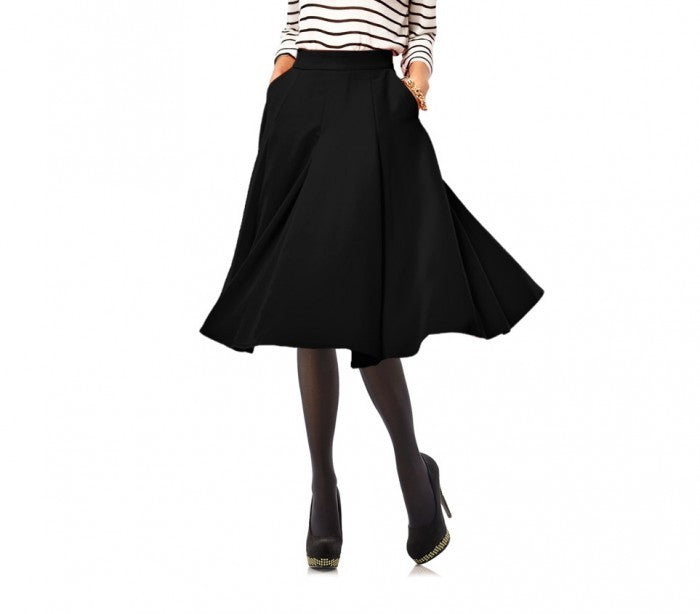 61350 Jupe cercle KIMBERLY dans le style années 50 taille haute unie ou fleurie