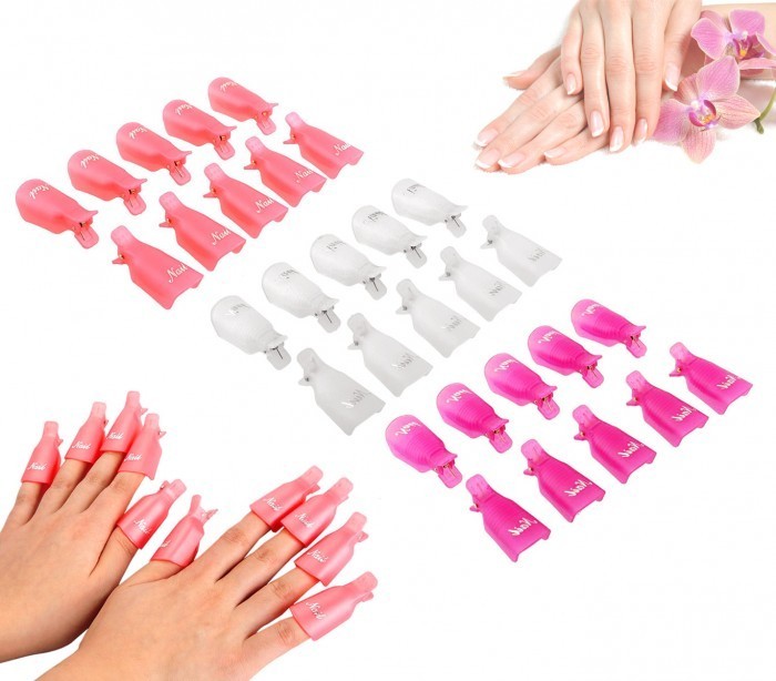 3422 Kit de 20 clips pour enlever gels et semipermanentes des ongles nail-art