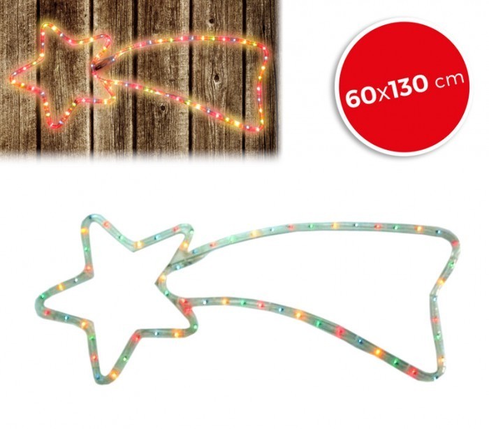 757235 Etoile filante de Noël lumières MULTICOLORES cadre en métal 130 X 60 cm