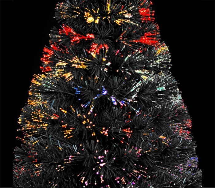 272394 Sapin de Noël noir en fibres optiques lumineuses multicolores 150 cm