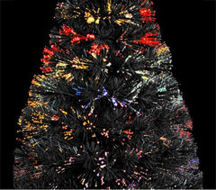272394 Sapin de Noël noir en fibres optiques lumineuses multicolores 150 cm