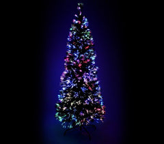 272394 Sapin de Noël noir en fibres optiques lumineuses multicolores 150 cm