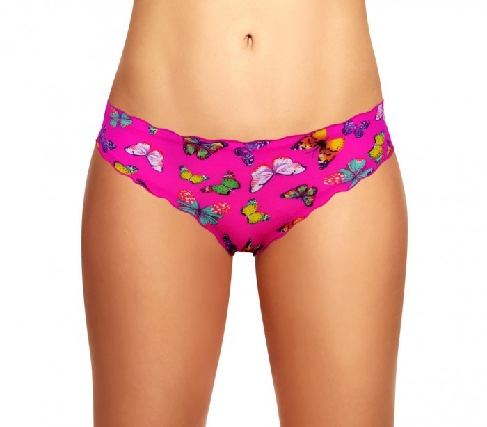 9956 Pack de 12 culottes brésiliennes drapées avec des papillons en 4 couleurs