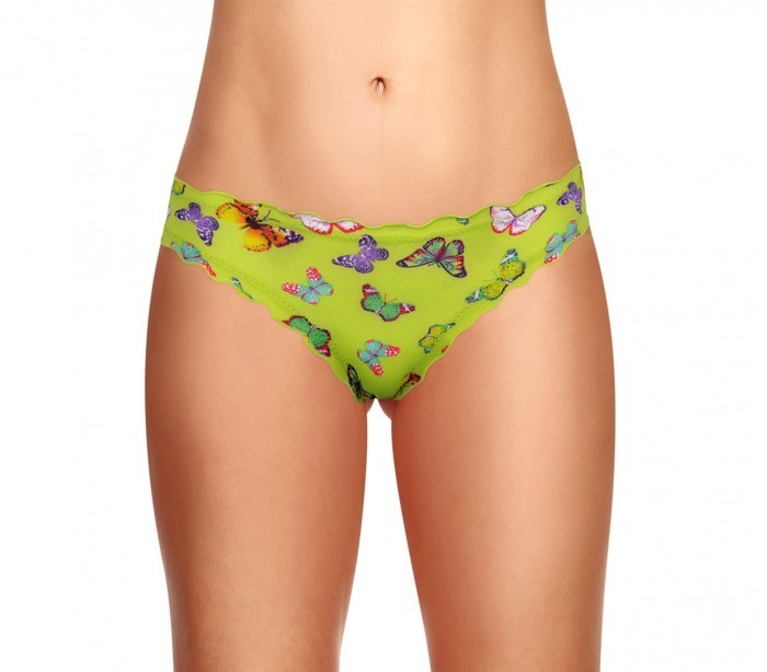 9956 Pack de 12 culottes brésiliennes drapées avec des papillons en 4 couleurs