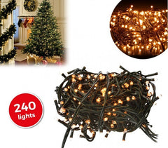 013539 Guirlande Noël 240 ampoules BLANCHES 8 jeux de lumières fil vert 11,56 m