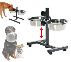 86483 Double gamelle DOG BOWL en acier inox pour chiens avec support réglable