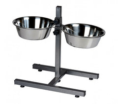 86483 Double gamelle DOG BOWL en acier inox pour chiens avec support réglable
