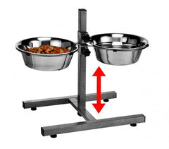 86483 Double gamelle DOG BOWL en acier inox pour chiens avec support réglable