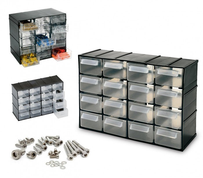 182475 Tiroir BOX SIMPLY en plastique rigide range quicaillerie 16 tiroirs