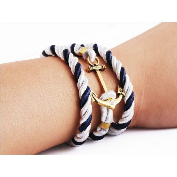 Bracelet Charm avec des paillettes corde nautique ancre bijoux unisexe