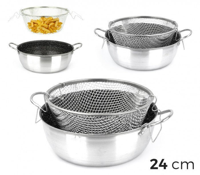 001393 Casserole friteuse 24 cm en aluminium NAPOLEON anti-adhésive avec panier