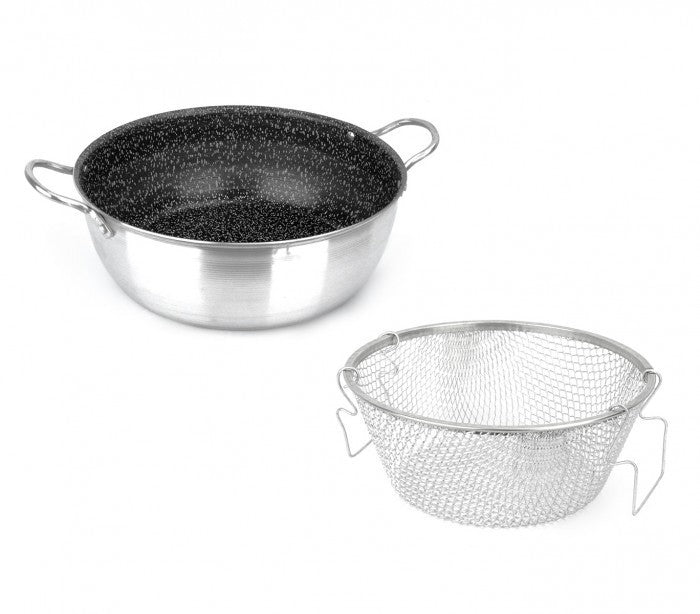 001393 Casserole friteuse 24 cm en aluminium NAPOLEON anti-adhésive avec panier