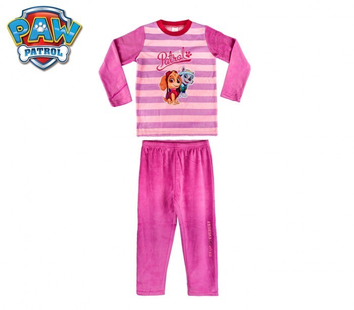 896998 Pyjama enfant fille imprimé Paw Patrol en polaire chaude de 3 à 6 ans