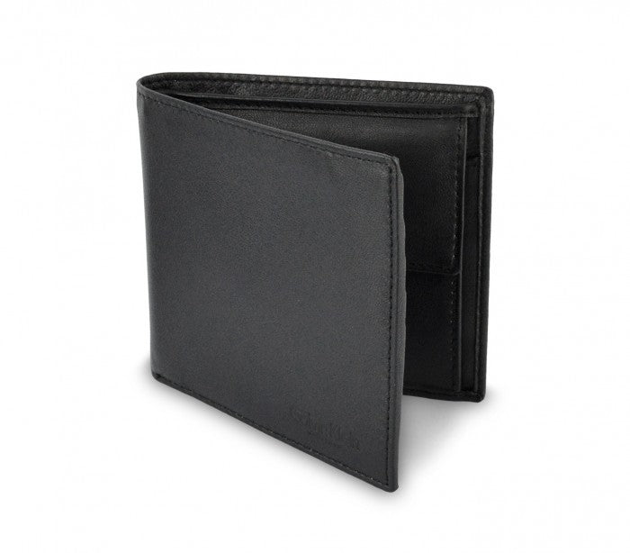 S09 Portefeuille noir Calvin Klein pour homme en vrai cuir avec porte-monnaie