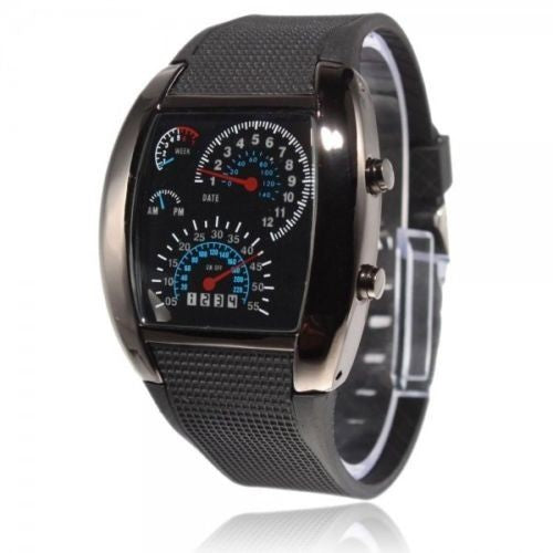 Montre LED homme tachymètre effet de quartz