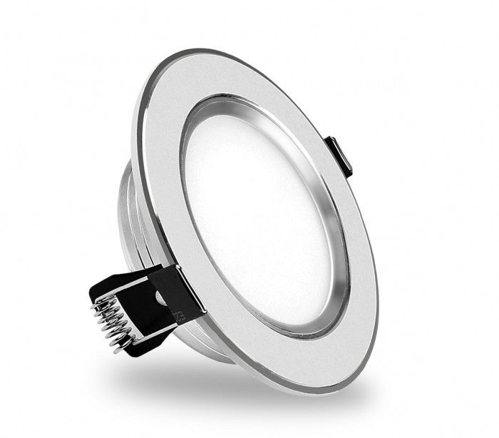 685631 Projecteur LED encastré rond chromé 9 Watt lumière froide avec verre mat