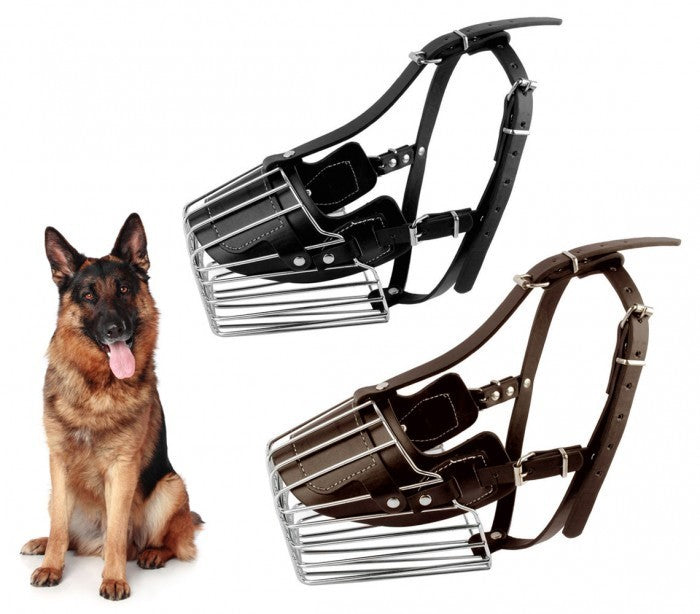 Muselière à panier art. 5810 en acier et en cuir 14cm - Chiens de taille moyenne