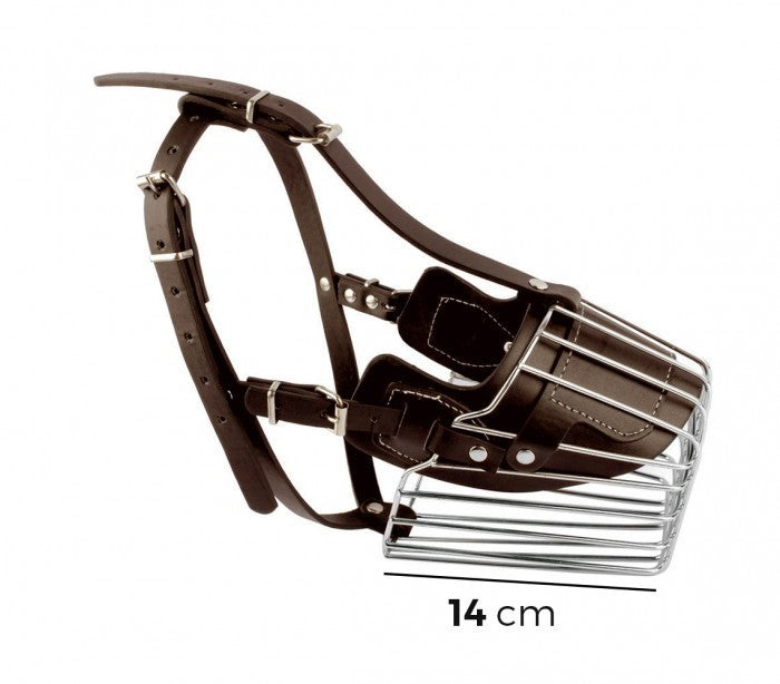 Muselière à panier art. 5810 en acier et en cuir 14cm - Chiens de taille moyenne