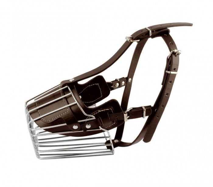 Muselière à panier art. 5810 en acier et en cuir 14cm - Chiens de taille moyenne
