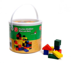 44026 Seau de blocs en bois 50 pcs approprié pour les enfants dès 2 ans