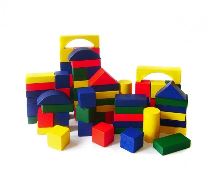 44026 Seau de blocs en bois 50 pcs approprié pour les enfants dès 2 ans