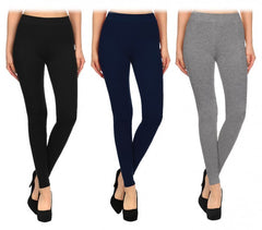 BM03 Leggings en coton extensibles pour femmes couleurs tendances gris noir bleu