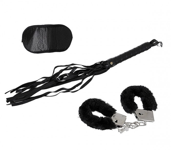 748988 Set de 3 accessoires sexy pour adultes SM avec des menottes et martinet
