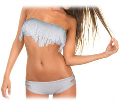 Maillot de bain avec bandeau à frange rembourrage amovible Bikini de mer push-up