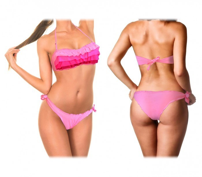 KL233 Maillot bikini bandeau mod. Rustle avec des volants colorés by MWS AHEAD