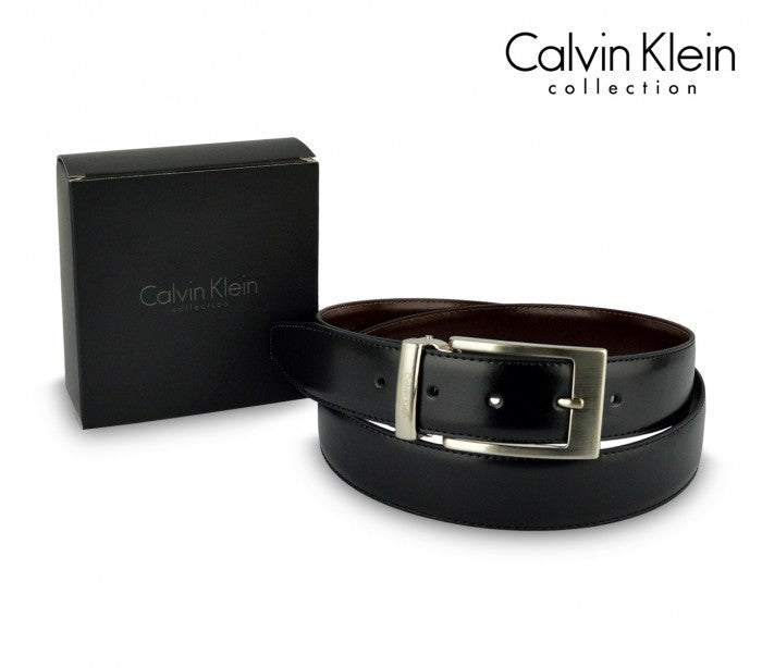 Ceinture CK014 B36 en cuir CALVIN KLEIN avec boucle en acier poli 110 / 125 cm