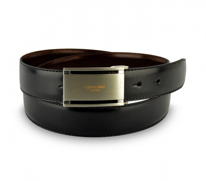 Ceinture CK014 B44 en cuir CALVIN KLEIN avec boucle en acier brossé 110 / 125 cm